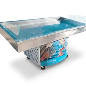 Étal à poisson cuisinox vitré en inox réfrigérée